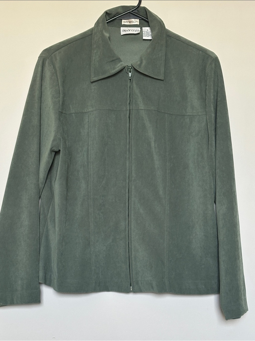 Apparenza Stretch Sage Faux Suede Lightweight Jacket M